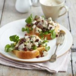 Creamy Tarragon And Pancetta Mushrooms On Toasted Brioche With Watercress