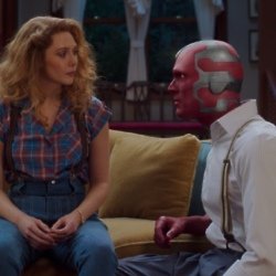 Elizabeth Olsen and Paul Bettany as Wanda and Vision in WandaVision / Picture Credit: Studios