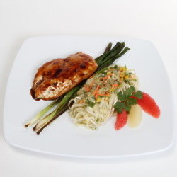 Florida Grapefruit and Citrus-Soy Glazed Chicken with Chilled Rice Noodles