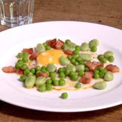 Fried Turkey Egg With Spring Vegetables