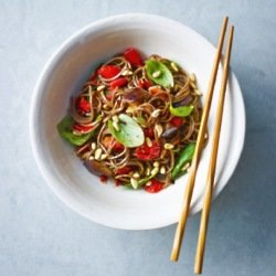 Garlic, Basil, Tomato and Aubergine Soba Noodles