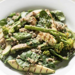 Grilled Avocado, Broccoli, Spinach & Quinoa Salad