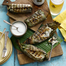 Grilled Sweet Sticky Rice And Banana Parcels