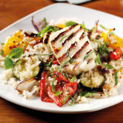 Warm Brown Rice & Quinoa with Halloumi and Vegetables