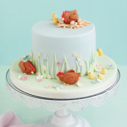 'Happy Hens' Raspberry and Vanilla cake with Swiss Meringue Buttercream