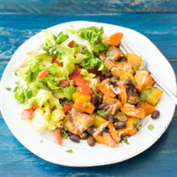 Brazilian Sweet Potato Veijoada Bake with Sweet Shallot Salad