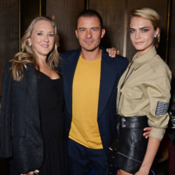 Jennifer Salke with Orlando Bloom and Cara Delevingne at the Amazon Prime Video Europe Party in London