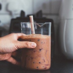 A post-run protein choc-blueberry smoothie