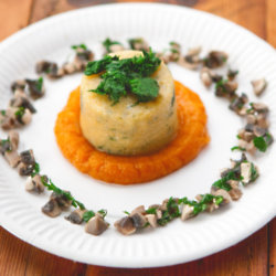 Polenta Muffins with Carrot Cream and Spinach