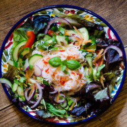 Noodle Salad With A Spicy Vinaigrette Dressing