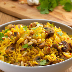 Nutty Mushroom and Coriander Pilaf