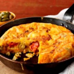 Spanish tortilla with Spanish olives and chorizo