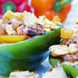 Stuffed Bell Pepper with Chili and Grilled Pineapple