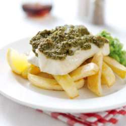 Pesto Cod and Chips