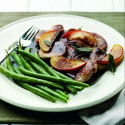 Pork medallions with blackcurrant, apple and crispy sage