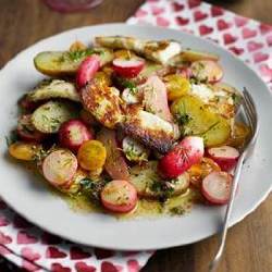 Radish, Halloumi, Potato and Cherry Tomato Salad