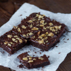 Raw Chocolate and Nut Brownie with Ganache Frosting