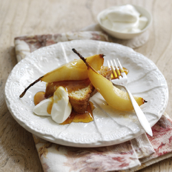 Roast pears and olive oil cake