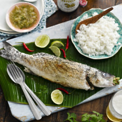 Salt Crust Fish Stuffed With Lemongrass & Served With Dipping Sauce