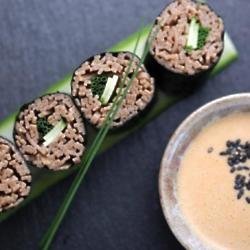 Homemade Sesame Dressing With Soba Roll