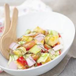 Shallot, Cucumber and Tomato Panzanella