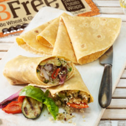 Sweet Potato Wrap with Quinoa and roasted veg