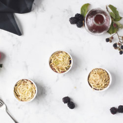 Baked apple & Blackberry Spaghetti with Creamy Nutmeg Sauce