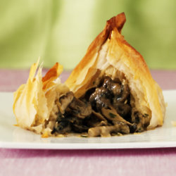 Strudel of Roast Portebello Mushroom with Fondue of Beaufort Cheese