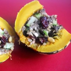 Mushroom, Olive & Pine Nut Stuffed Squash