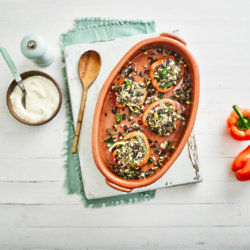 Wild Rice, Lentil, Nut And Herb Stuffed Peppers