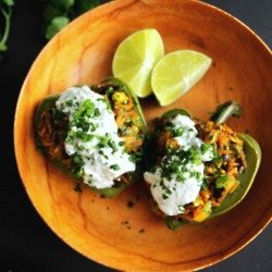 Stuffed Poached Peppers with Indian Flavoured Grains