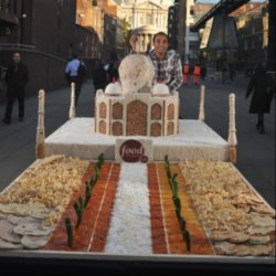 Reza with the Taj Mahal made from Indian food