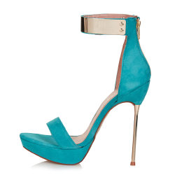 TOPSHOP LOLLY Metal Heel & Ankle Strap TEAL Sandal Shoes UK3 36 THIS ...