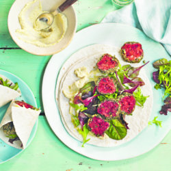 Beetroot & spinach falafel wraps